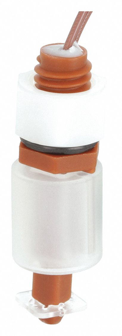Closed Liquid Level Switch: Open On Rise, SPST, Polypropylene