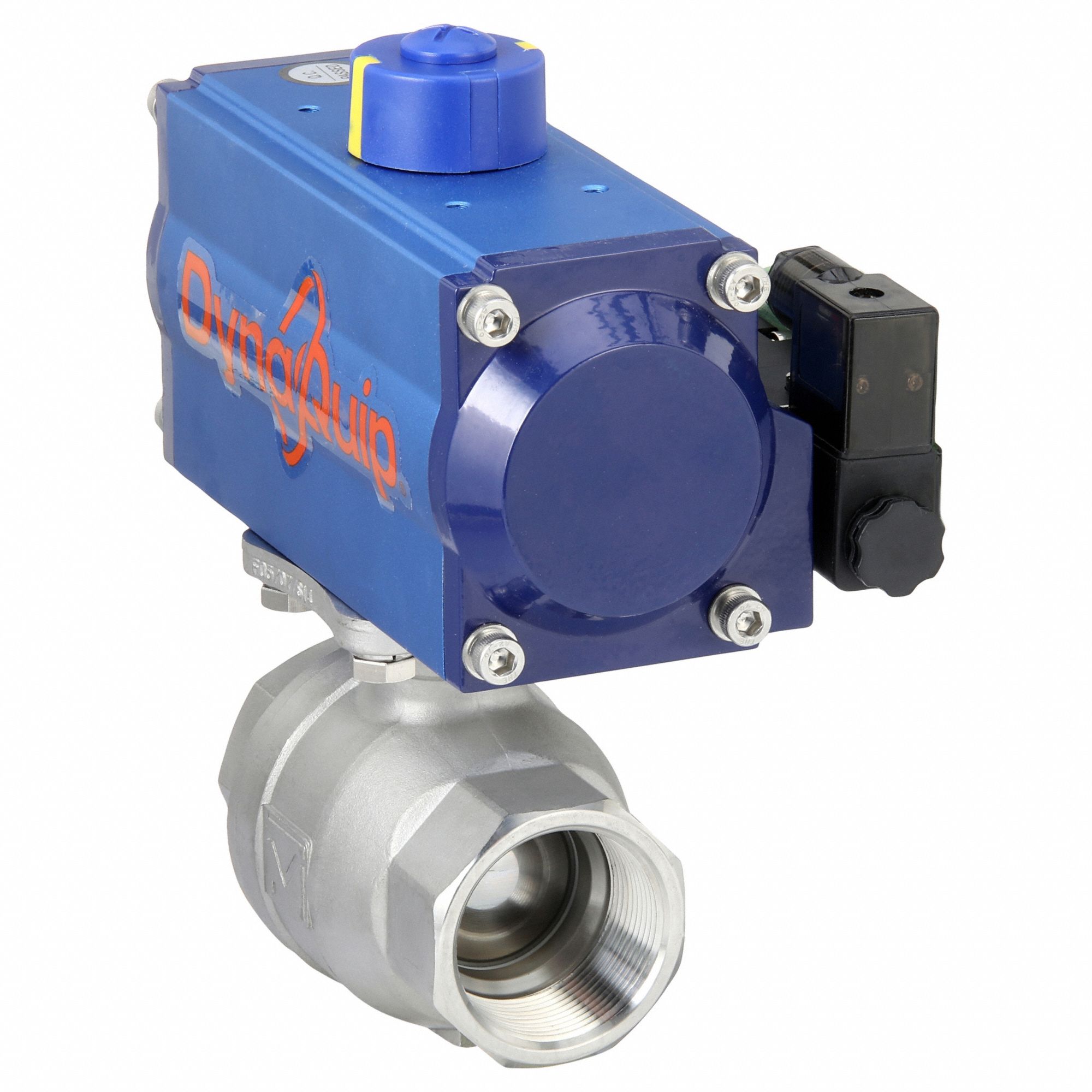 Pneumatically Actuated Two-Way Ball Valve: 1 1/2 in, Stainless Steel, FNPT x FNPT