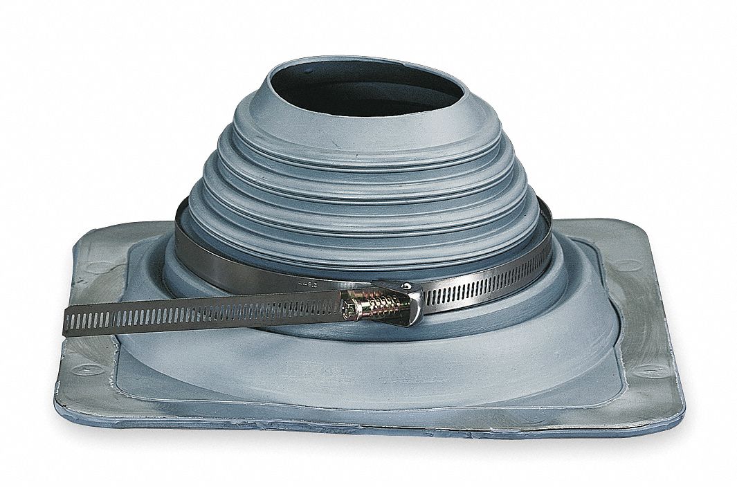 Roof Vent Pipe Flashing: For Corrugated Metal Roof, Square Base, For 1 Pipes, 13 in Max Pipe, EPDM