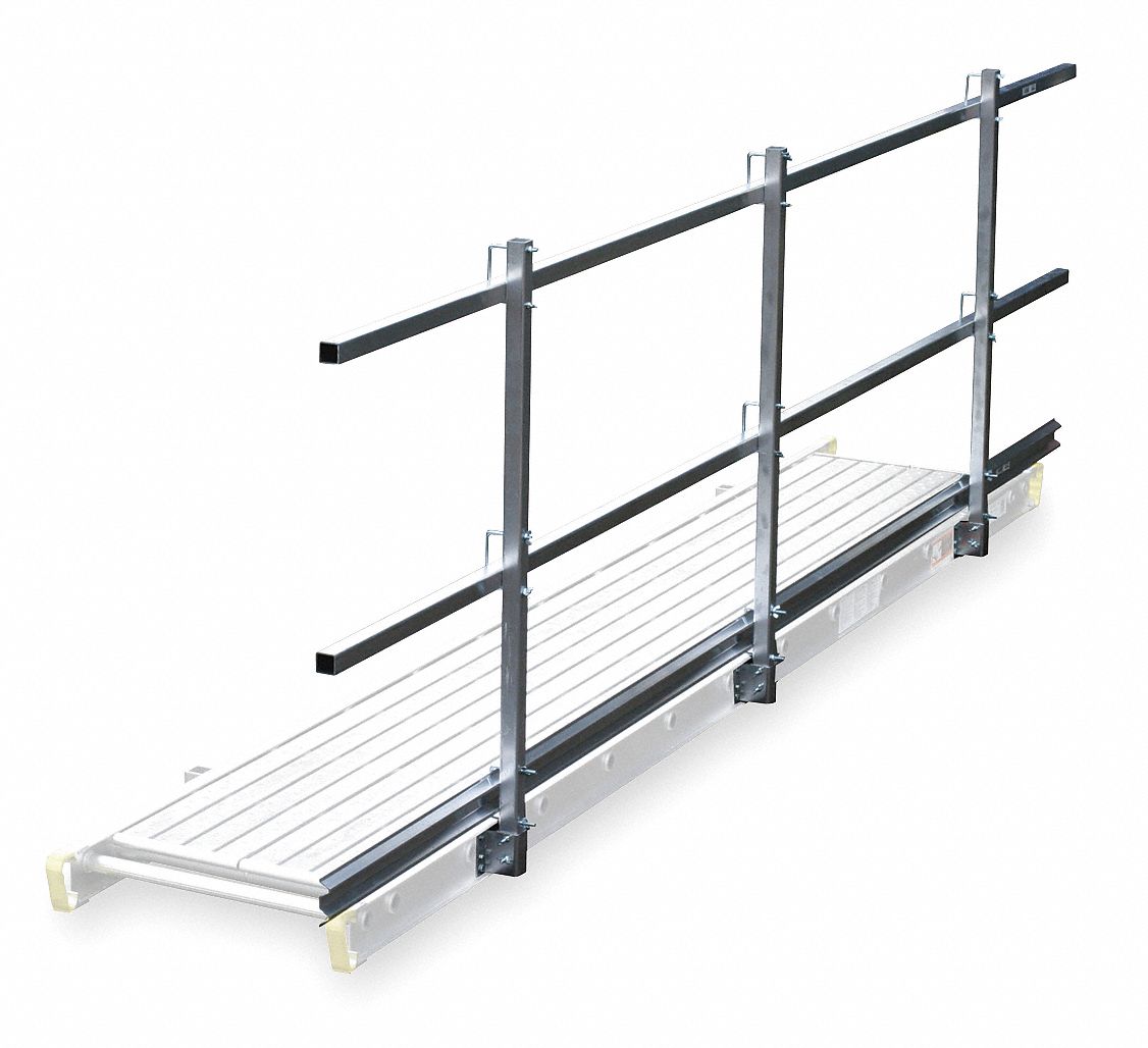 WERNER, 16 ft Overall Lg, Werner Stages, Guard Rail and Toe Board
