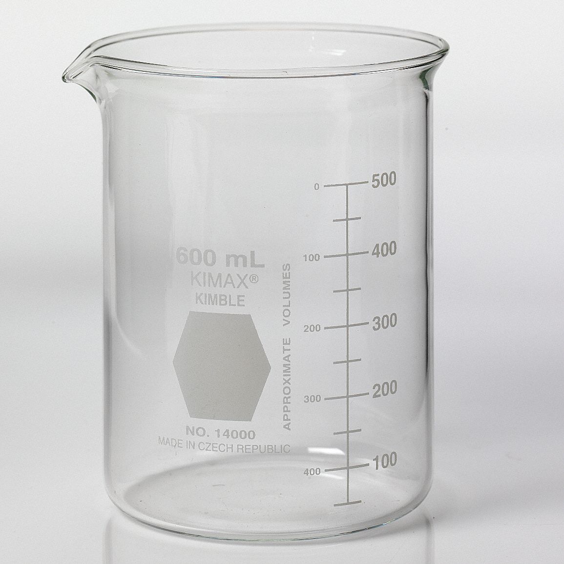 KIMBLE KIMAX Glass Beaker, Low Form, 50 to 500mL, 36 PK 38VJ9314000