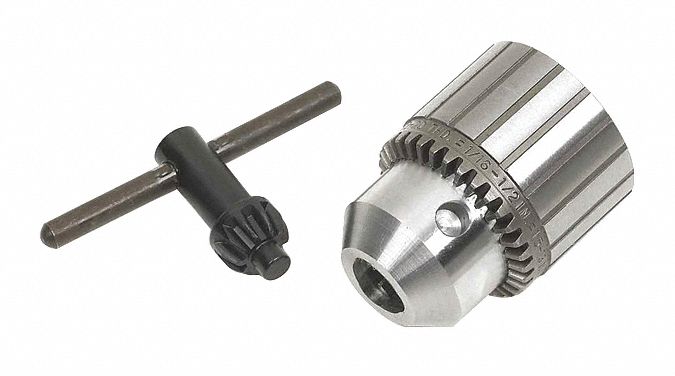 Drill Chuck: 1/2"-20, 1/16 in to 1/2 in Capacity, KK Key, Ball Bearing