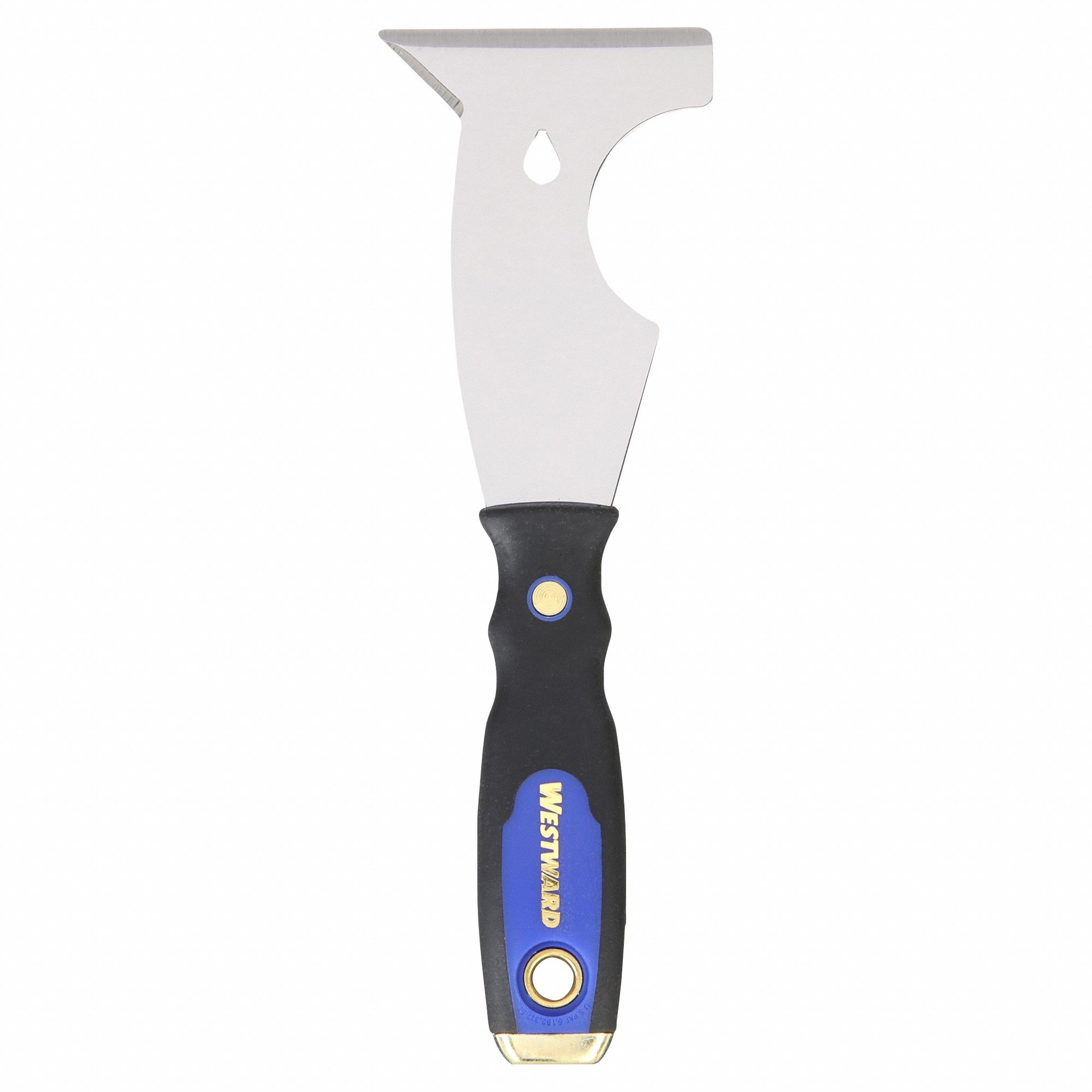 PAINTERS TOOL, CARBON STEEL, 3 IN BLADE W, 4 1/4 IN BLADE L, RUBBERIZED HANDLE