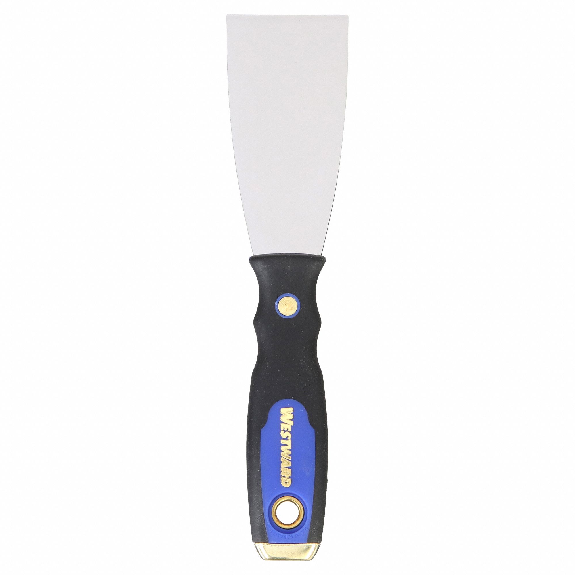 PUTTY KNIFE, CARBON STEEL BLADE, PLASTIC HANDLE/RUBBER/STEEL, STIFF, 9 IN OVERALL L
