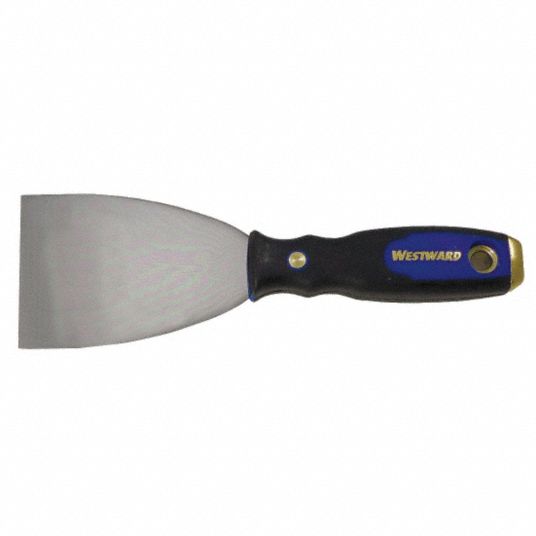 WESTWARD Stiff Putty Knife with 2 in Carbon Steel Blade, Black/Blue