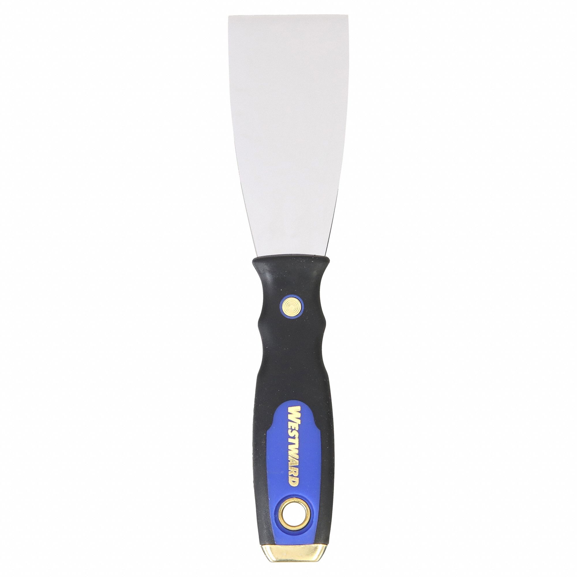 PUTTY KNIFE, CARBON STEEL BLADE, PLASTIC HANDLE/RUBBER/STEEL, TAPERED BLADE SHAPE