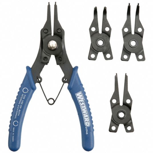 Retaining Ring Plier Set: Internal/External, For 3/8 in to 3 in Bore Dia,  0°_45°_90° Tip Angle