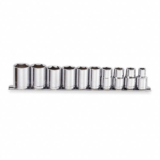 Socket Set, Socket Size Range 3/8 in to 15/16 in, Drive Size 1/2 in ...