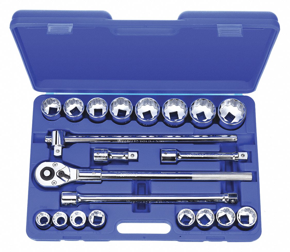 SOCKET WRENCH SET,SAE,3/4 IN. DR,21 PC