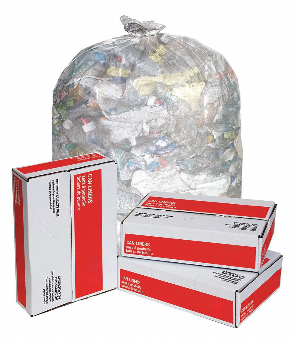 Trash Bags 95 gal Clear PK50