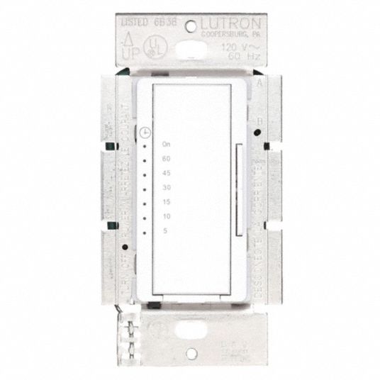 LUTRON, 1 hr Max, 5 min Min, Countdown Timer - 4YPG3|MA-T51-WH - Grainger