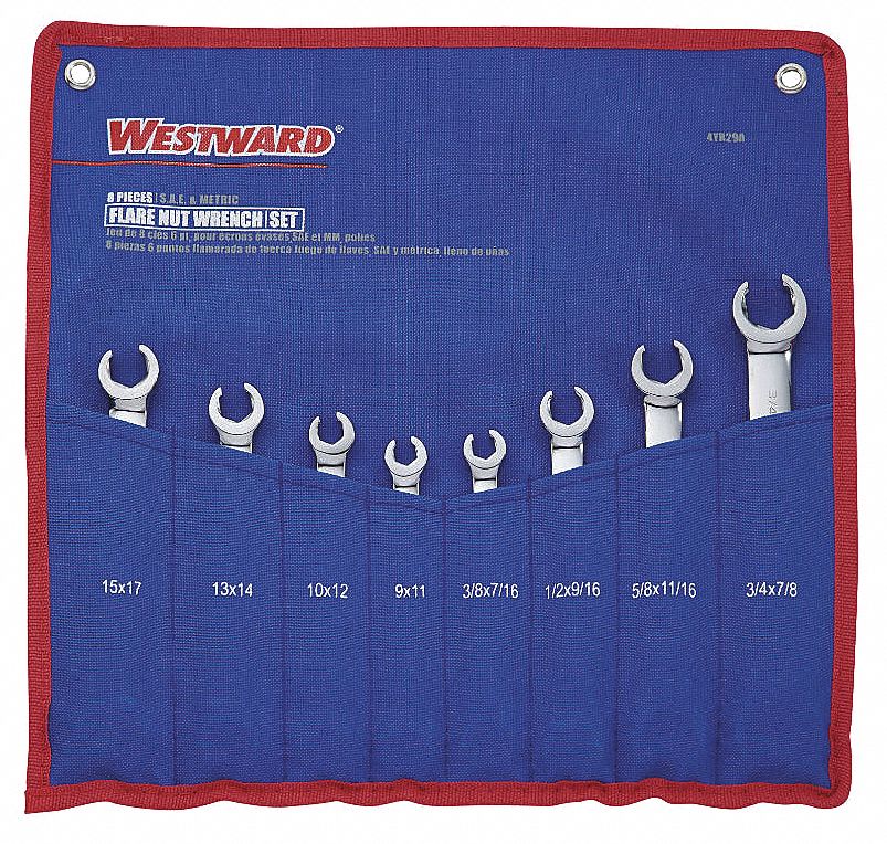 4YR29 - Flare Nut Wrench Set 8 Pieces 6 Pts