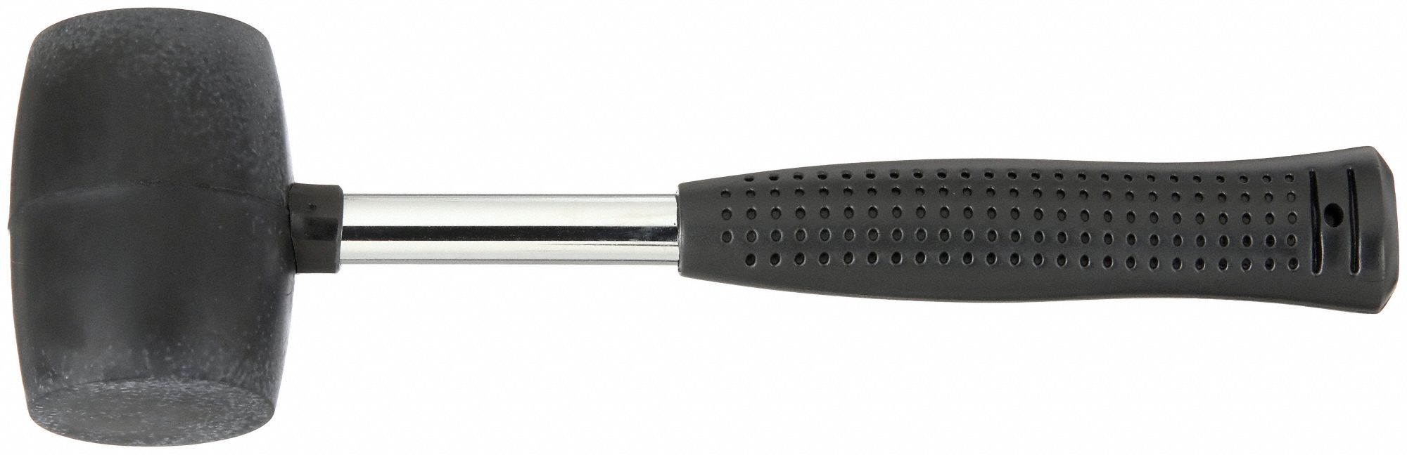 RUBBER MALLET, STEEL HANDLE, 16 OZ HEAD WT, 2¼ IN DIA, 3⅝ IN HEAD L, 13 IN OVERALL L