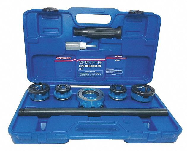 Manual Plumber Pipe Threading Kit 1/2" 3/4" 1" 1-1/4" Threader Tool 