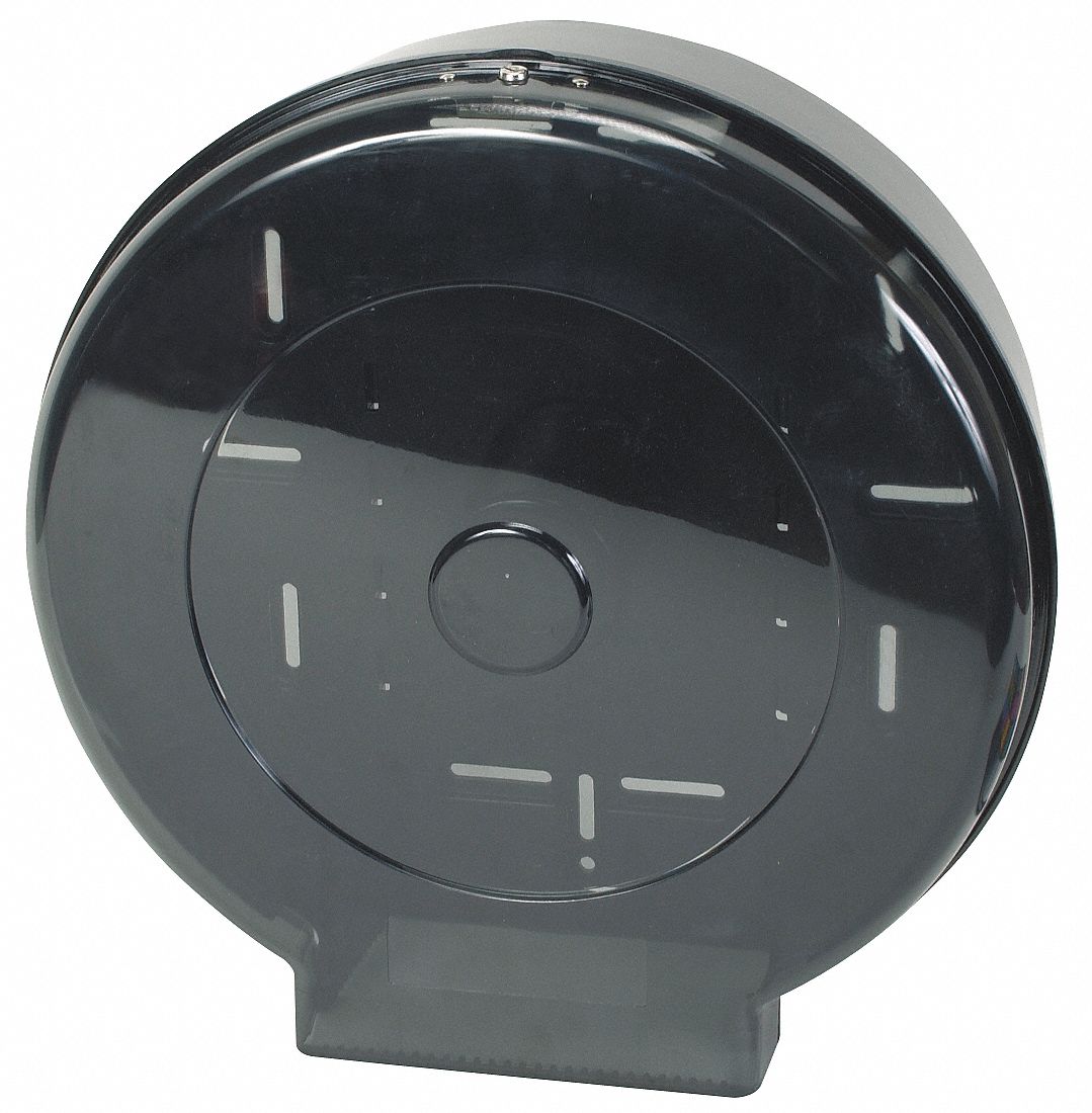 TOILET PAPER DISPENSER, JUMBO CORE, HORIZONTAL SINGLE ROLL, PLASTIC, SMOKE