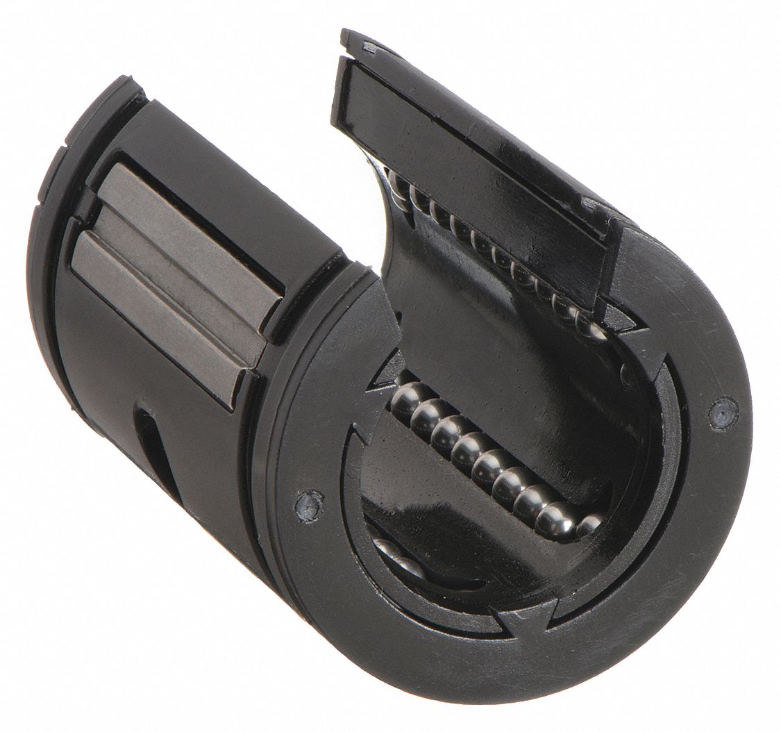 Linear Ball Bearing: 1/2 in Inside Dia, 360 lbf Dynamic Load Capacity, No Wipers