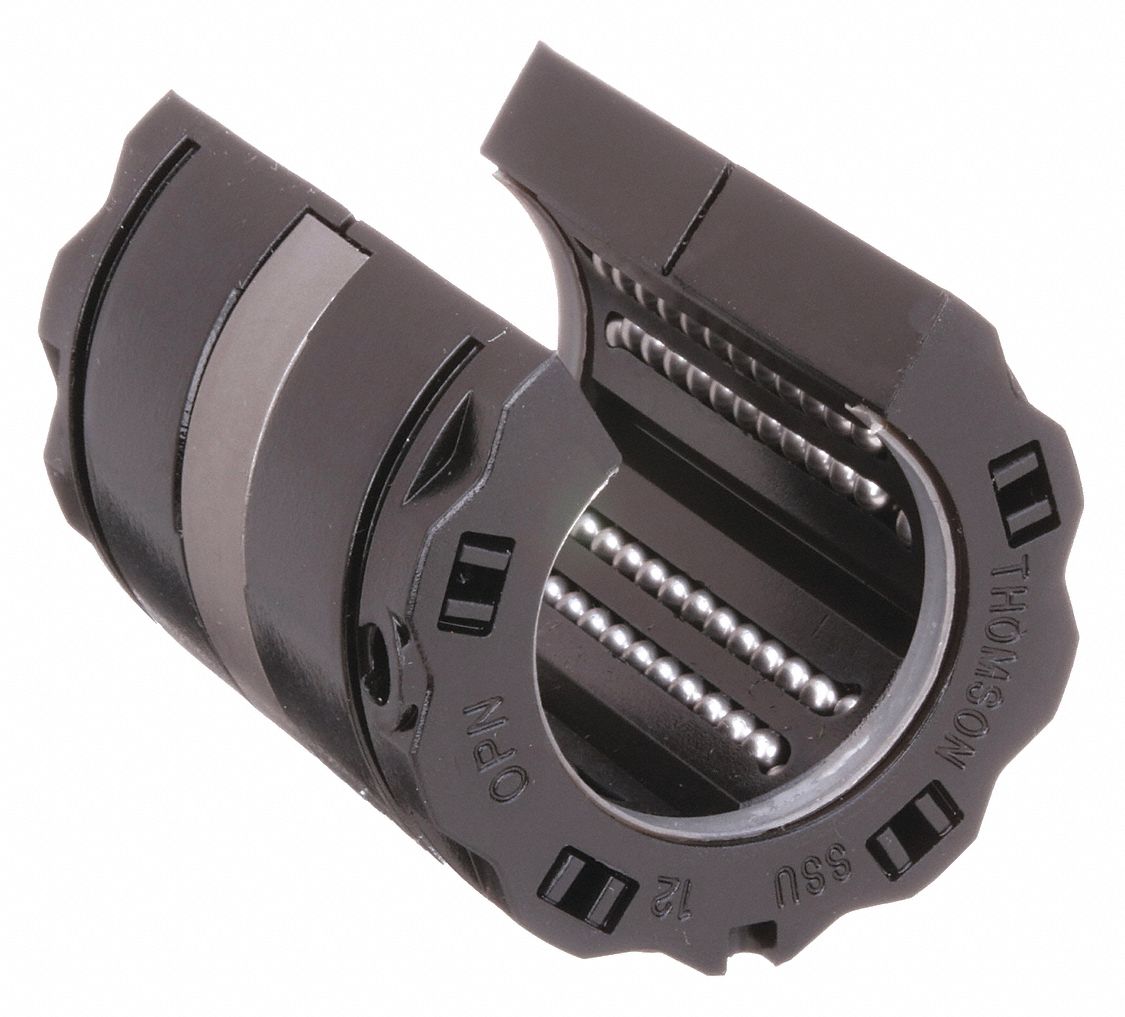 Linear Ball Bearing: 3/4 in Inside Dia, 1, 130 lbf Dynamic Load Capacity, Two Integral Wipers