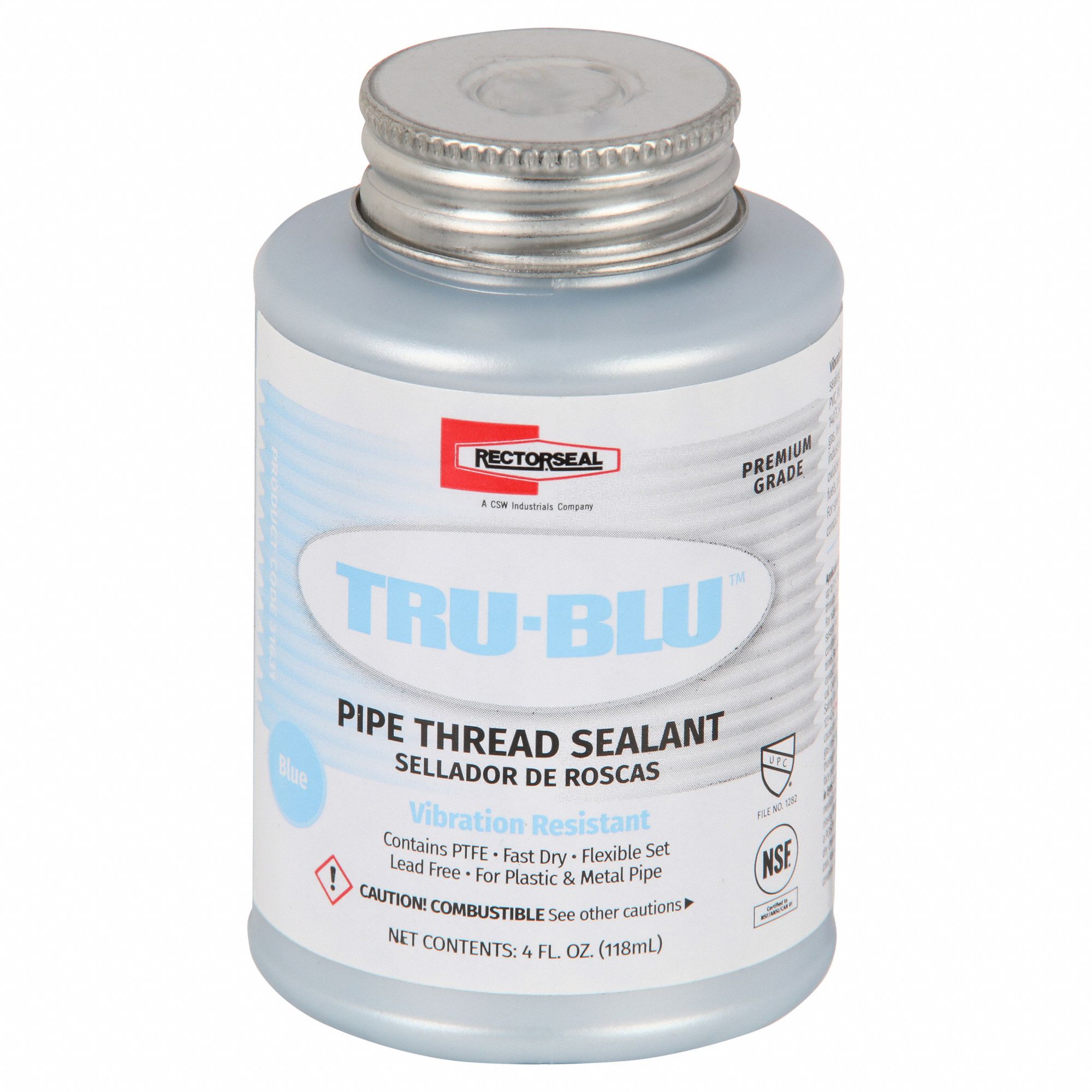 RectorSeal Tru-Blu 31431 Vibration Resistant Pipe Thread Sealant, 1 pt  Brush Top Can, Blue