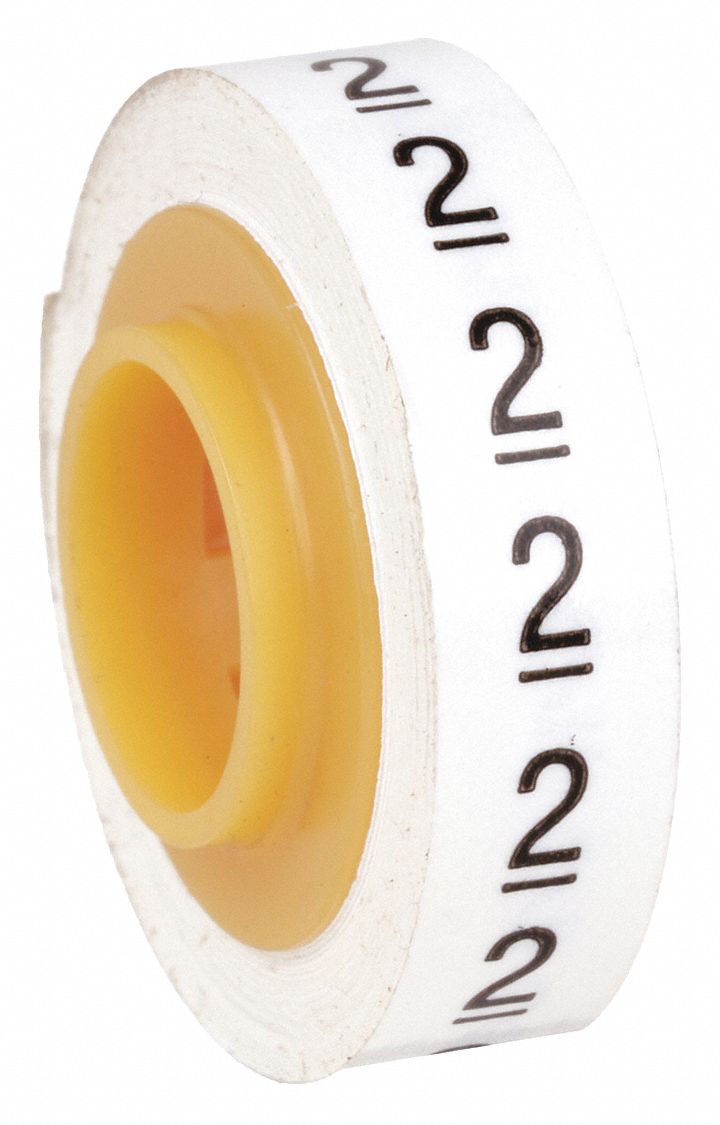 Wire Marker Tape Refill: 2, Black on White, 576 Labels, Polyester Film, -40°F to 250°F