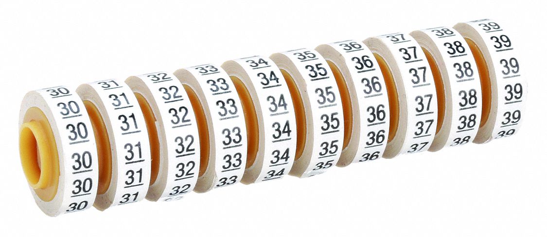 Wire Marker Tape Refill: 30 to 39, Black on White, 5, 760 Labels, Polyester Film, 10 PK