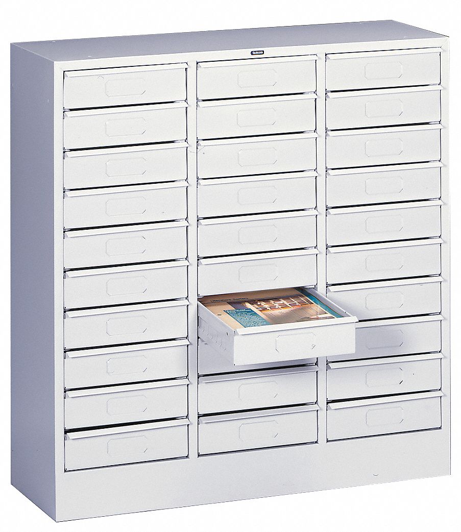 HORZ LIT ORGANIZER,LTR,30 DRAWER,LT GRAY