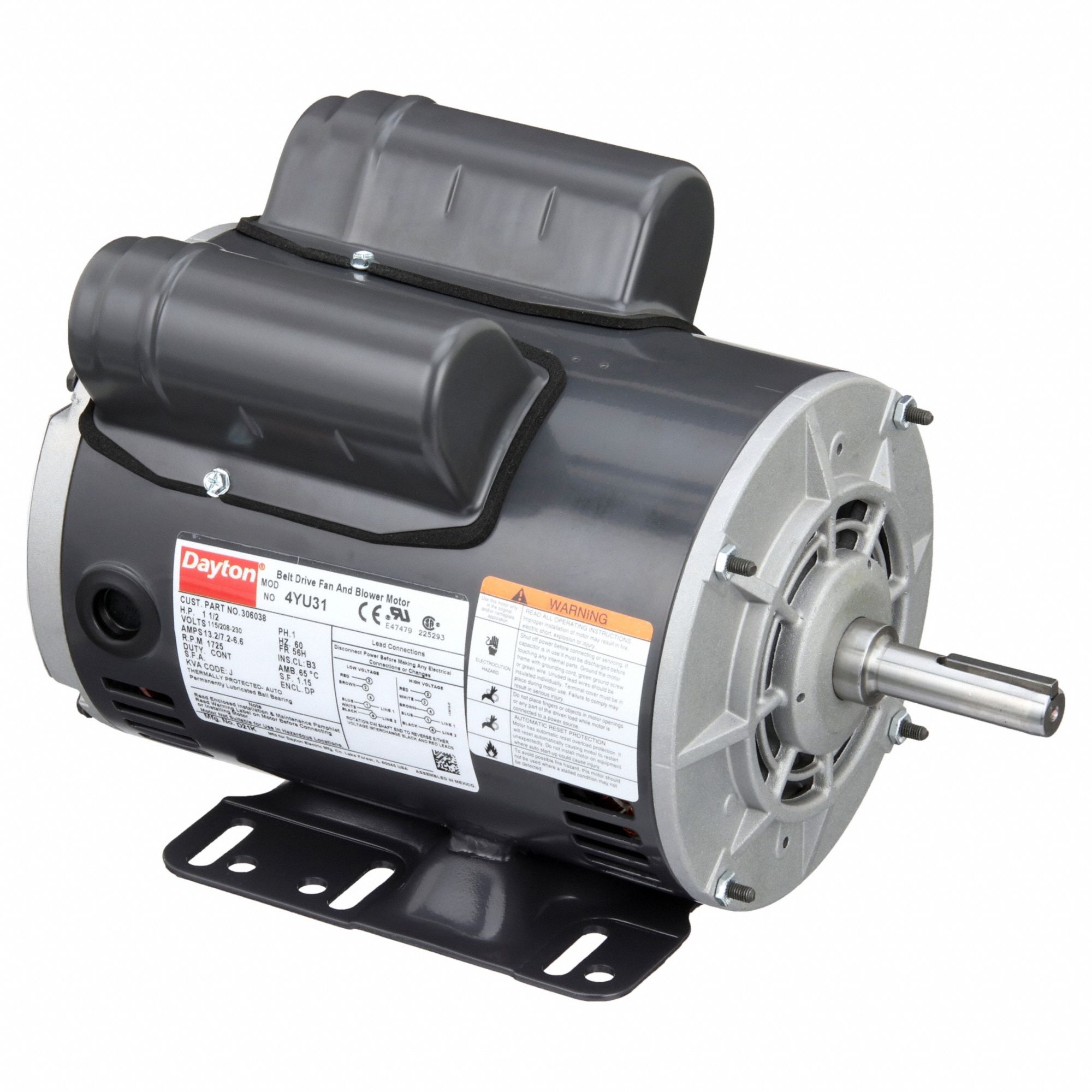 1 Speed, Open Dripproof, Belt Drive Motor - 4YU31|4YU31 - Grainger