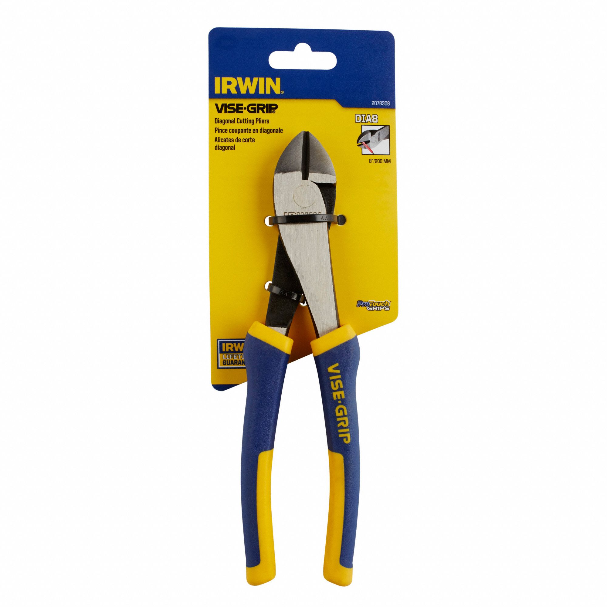 IRWIN VISEGRIP Diagonal Cutting Plier Flush, Straight, Oval, 7/8 in Jaw Lg, 1 1/8 in Jaw Wd, 8