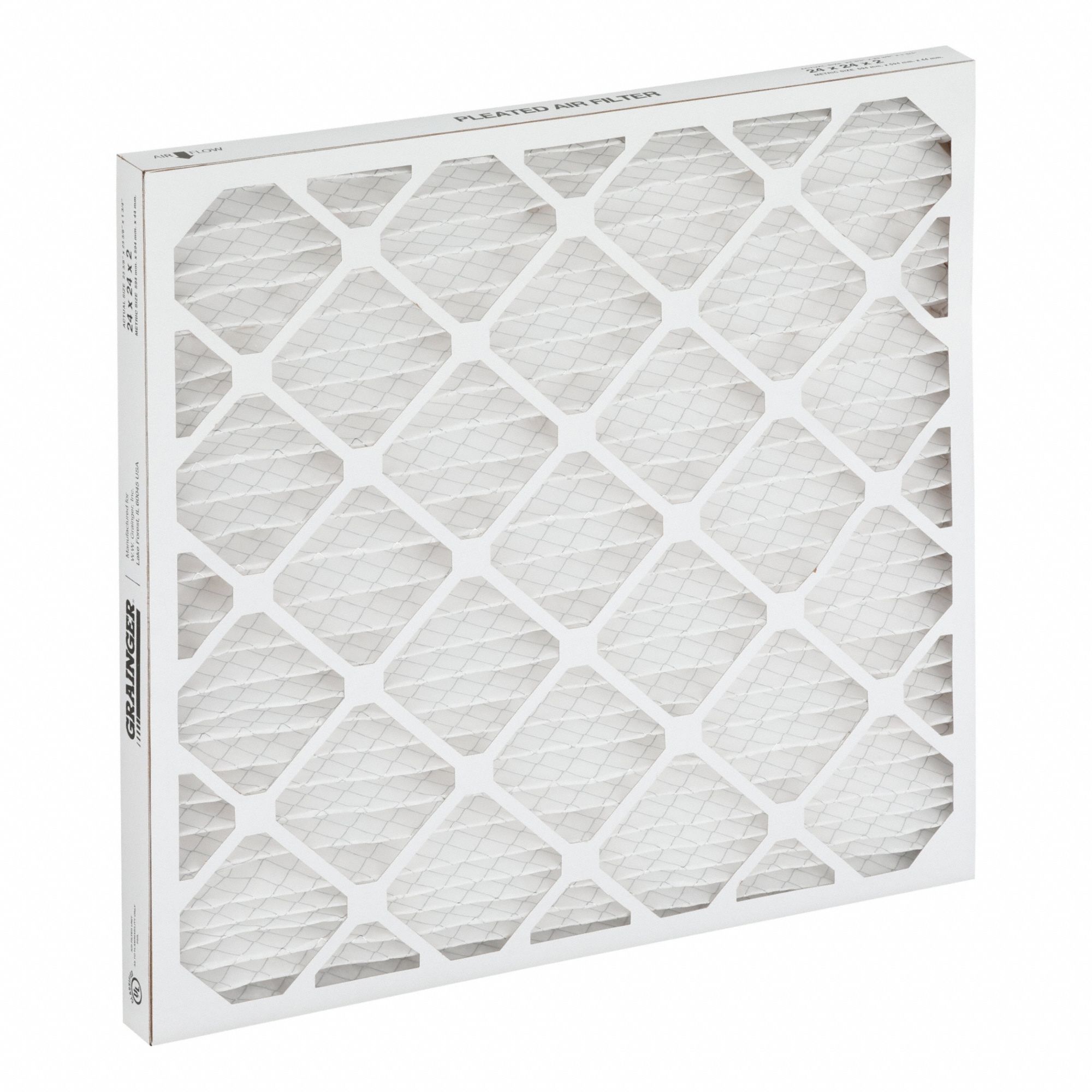 Pleated Air Filter: 24 in x 24 in x 2 in, MERV 10, Gen Use