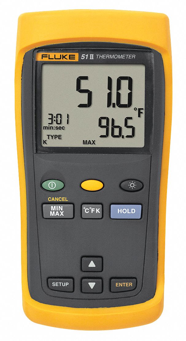 FLUKE, Thermocouple Temp Meter with Data Output and Min/Max