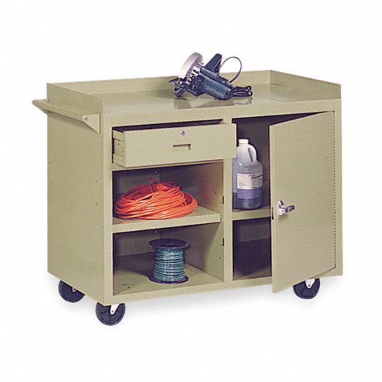 GRAINGER APPROVED Mobile Workbench, Steel, 22 in Depth, 34 in Height, 45 in Width