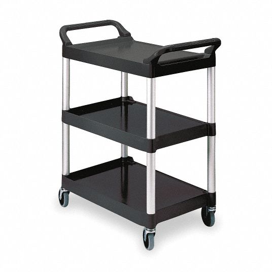 Rubbermaid® Brute 4-Shelf Heavy-Duty Ergo Handle Utility Cart, Black