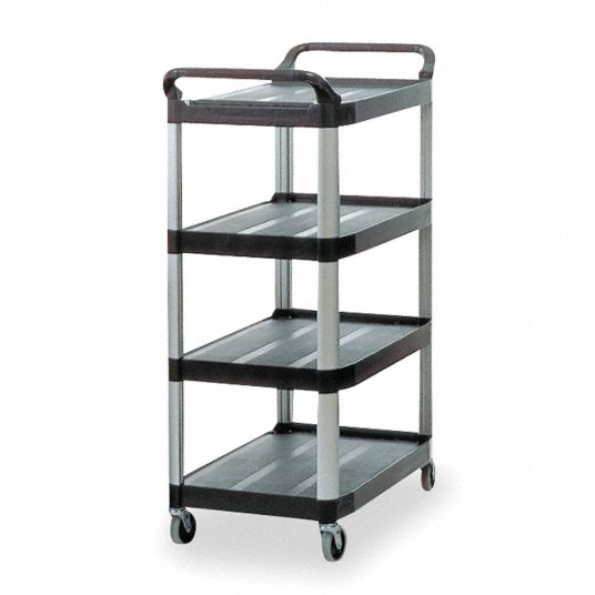 Rubbermaid Commercial Black 4-Shelf Open-Sided Utility Cart