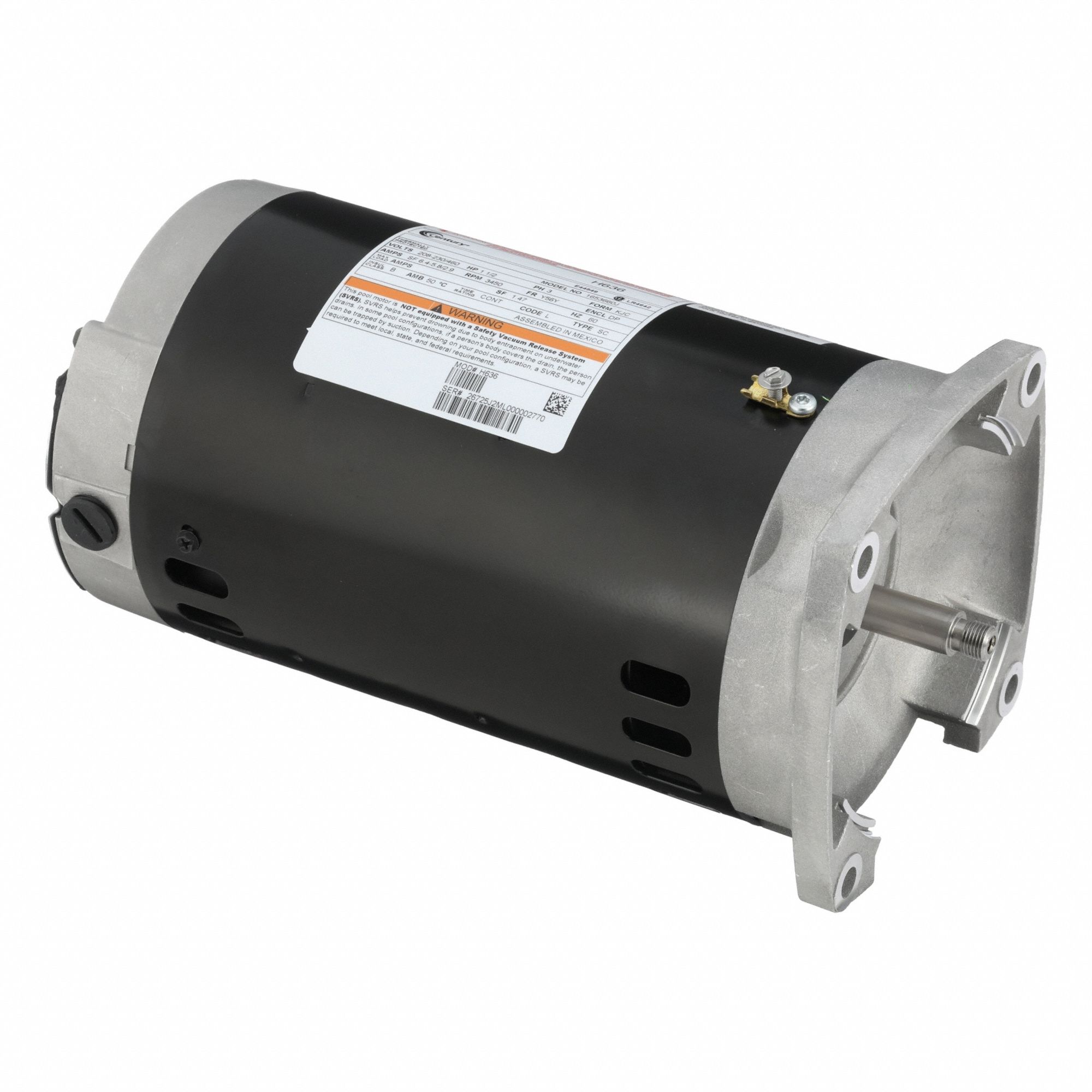 Square Flange Pool Pump Motor: C-Face, 56Y Frame Size, Three-Phase, Open Drip Proof