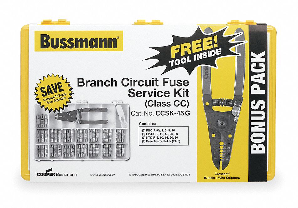 BUSSMANN, FNQ-R/KTK-R/LP-CC, 45 Fuses Included, Fuse Kit 4YY90|CCSK-45G  Grainger