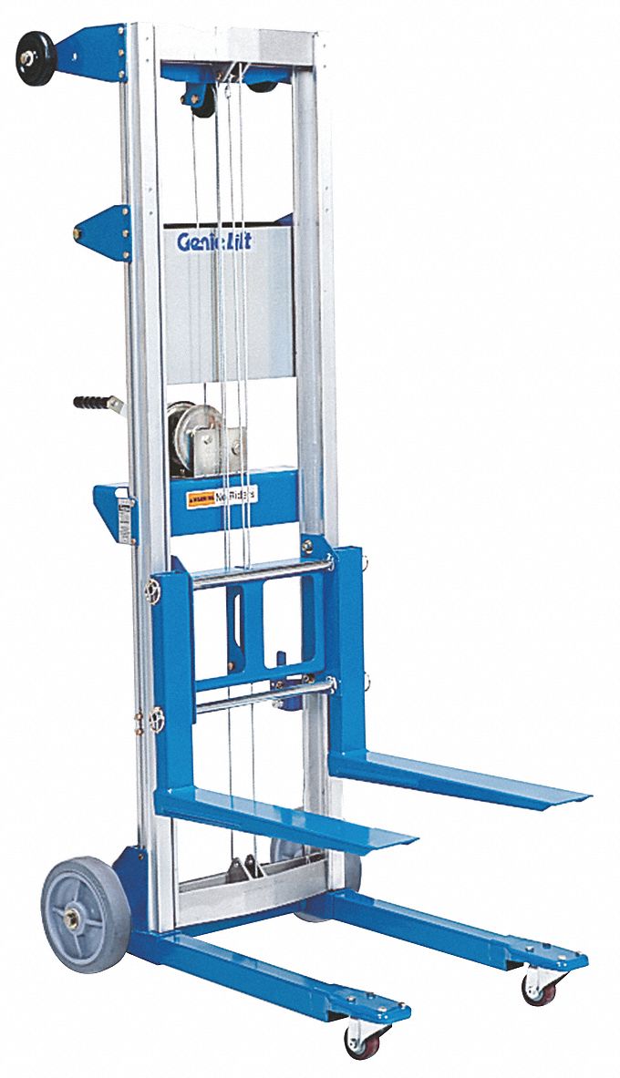 GENIE Manual Fork-Over Stacker: 400 lb Load Capacity, 22 1/2 in x 3 1/2 in,  3 1/2 in to 10 ft 5 in