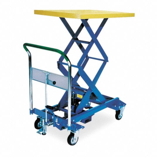 SOUTHWORTH Manual Mobile Scissor-Lift Table, 770 lb Load Capacity, 35 3 ...