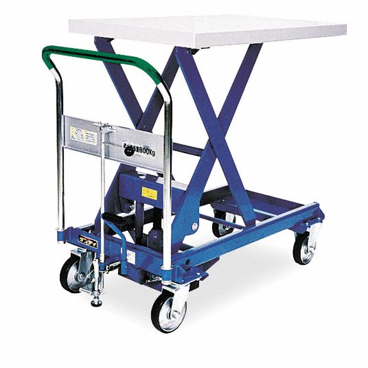 SOUTHWORTH Manual Mobile Scissor-Lift Table, 1,760 lb Load Capacity, 39 ...