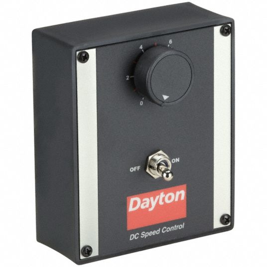 DAYTON DC Speed Control: SCR, Enclosed, NEMA 1, 2 A Max Current, 0 to  90/180V DC, 25:1, ON/OFF