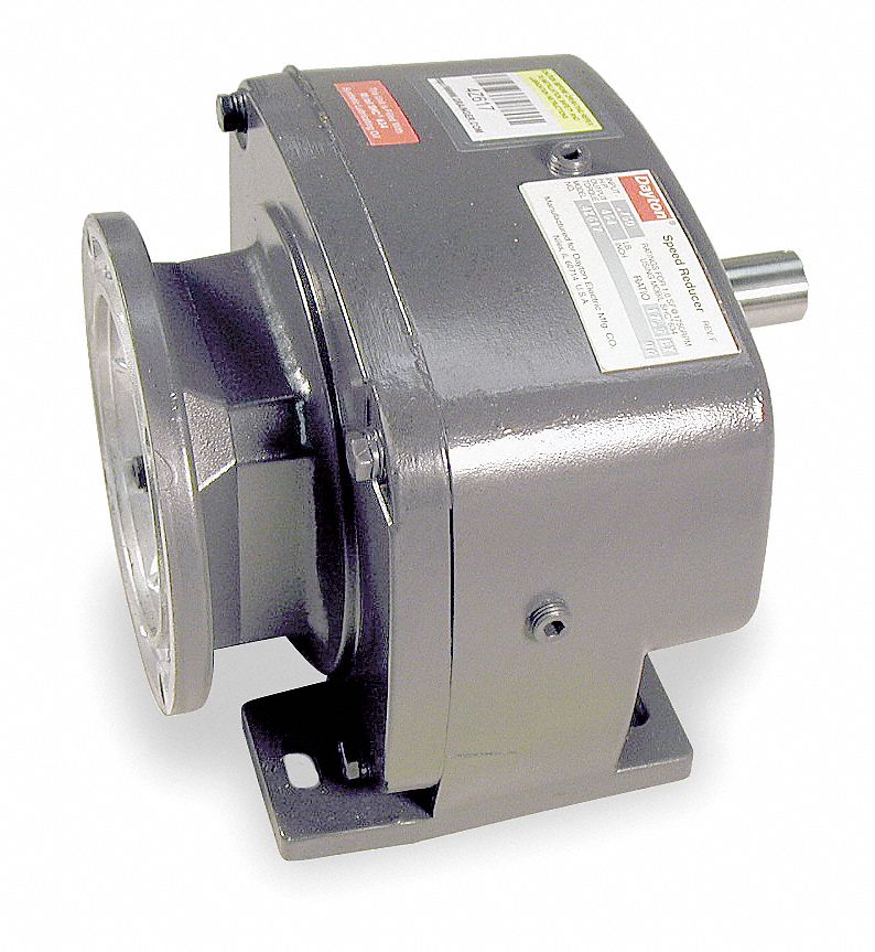 DAYTON Speed Reducer: 31:1, 55 RPM, 0.75 hp Input Max, 816 in-lb Output  Max, Keyed, 56C, Horizontal