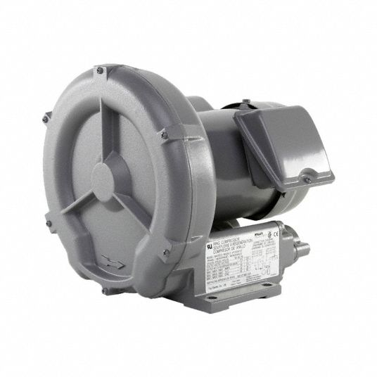 FUJI ELECTRIC Regenerative Blower: 0.33 hp, 33.9 in wc Max Op Pressure, 33  in wc Max Vacuum