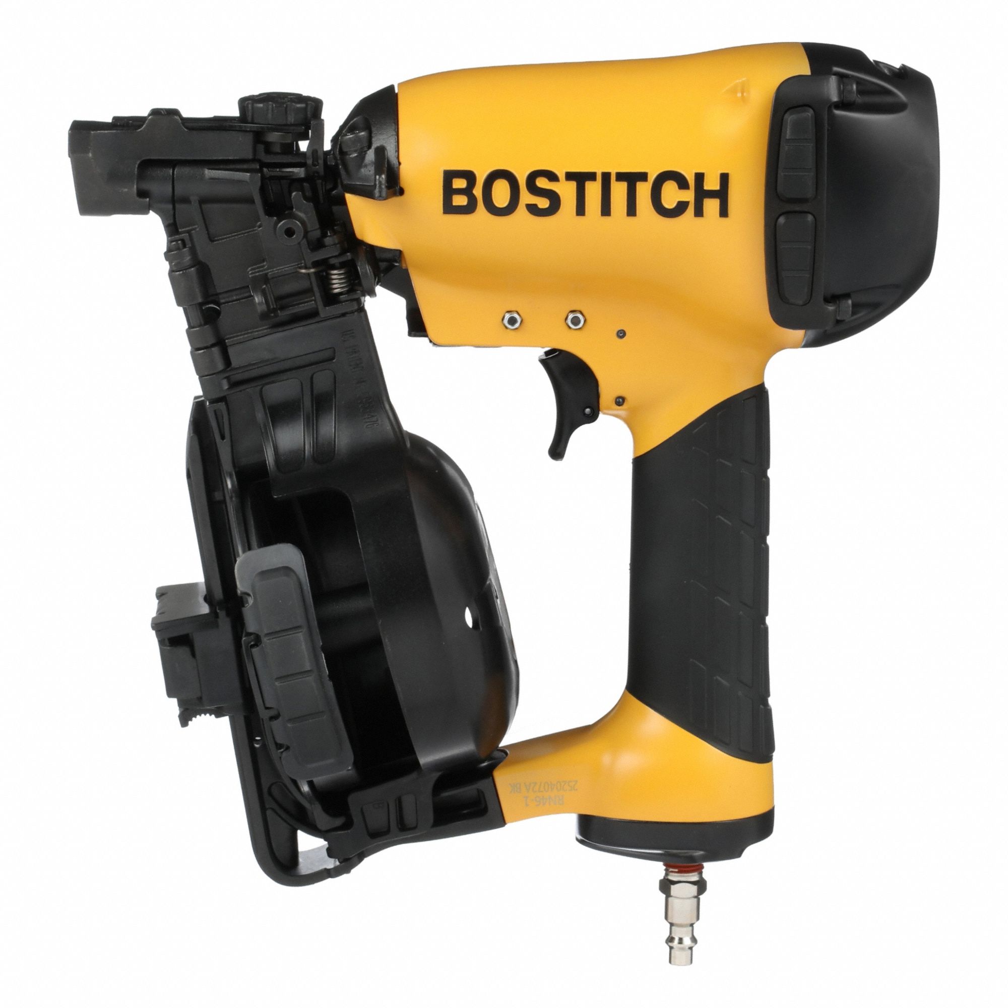 Air Nail Gun: Roofing, 15°, Wire, 1/4 in Male, Bump, Coil Collation, 120 Nail Capacity