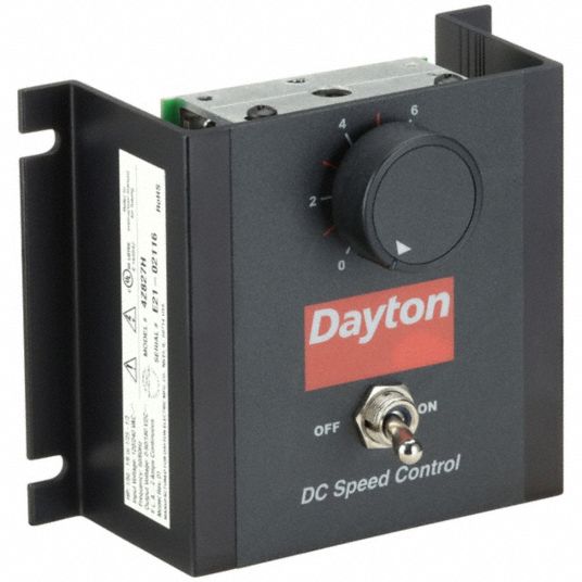 DAYTON DC Speed Control: SCR, Open, 2 A Max Current, 0 to 90/180V DC, 25:1,  Single Direction, ON/OFF