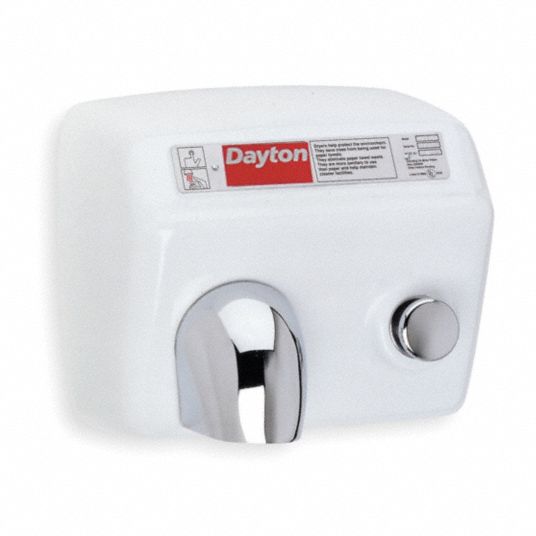 DAYTON Cast Iron, Swivel Nozzle, Push Button, Hand Dryer, 115 4ZA64