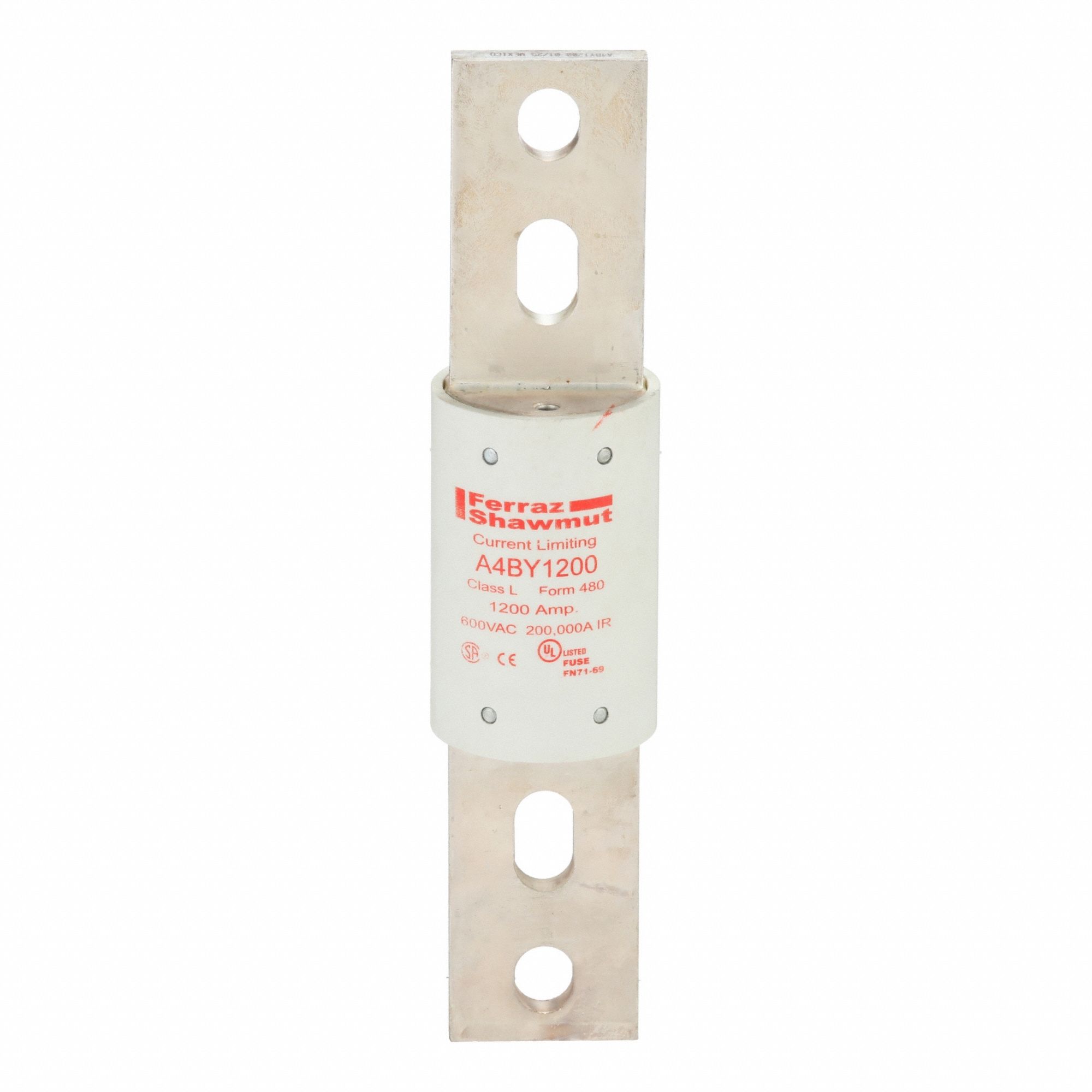 Fuse: Class L, A4BY Series, Bolt-On Body, Time-Delay, 1.2 kA, 600 V AC, 300 V DC