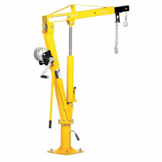 Davit Crane, 500 lb, Reach 34 1/2 in to 89 1/2 in, Lift Range 0 in to ...