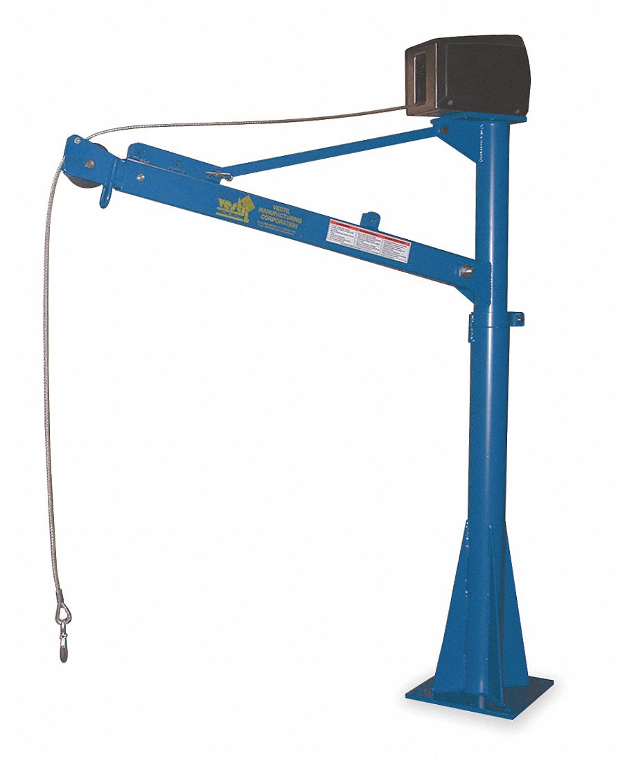 VESTIL Davit Crane, 1,500 lb, Reach 43.06 in to 66.75 in, Lift Range 48 ...