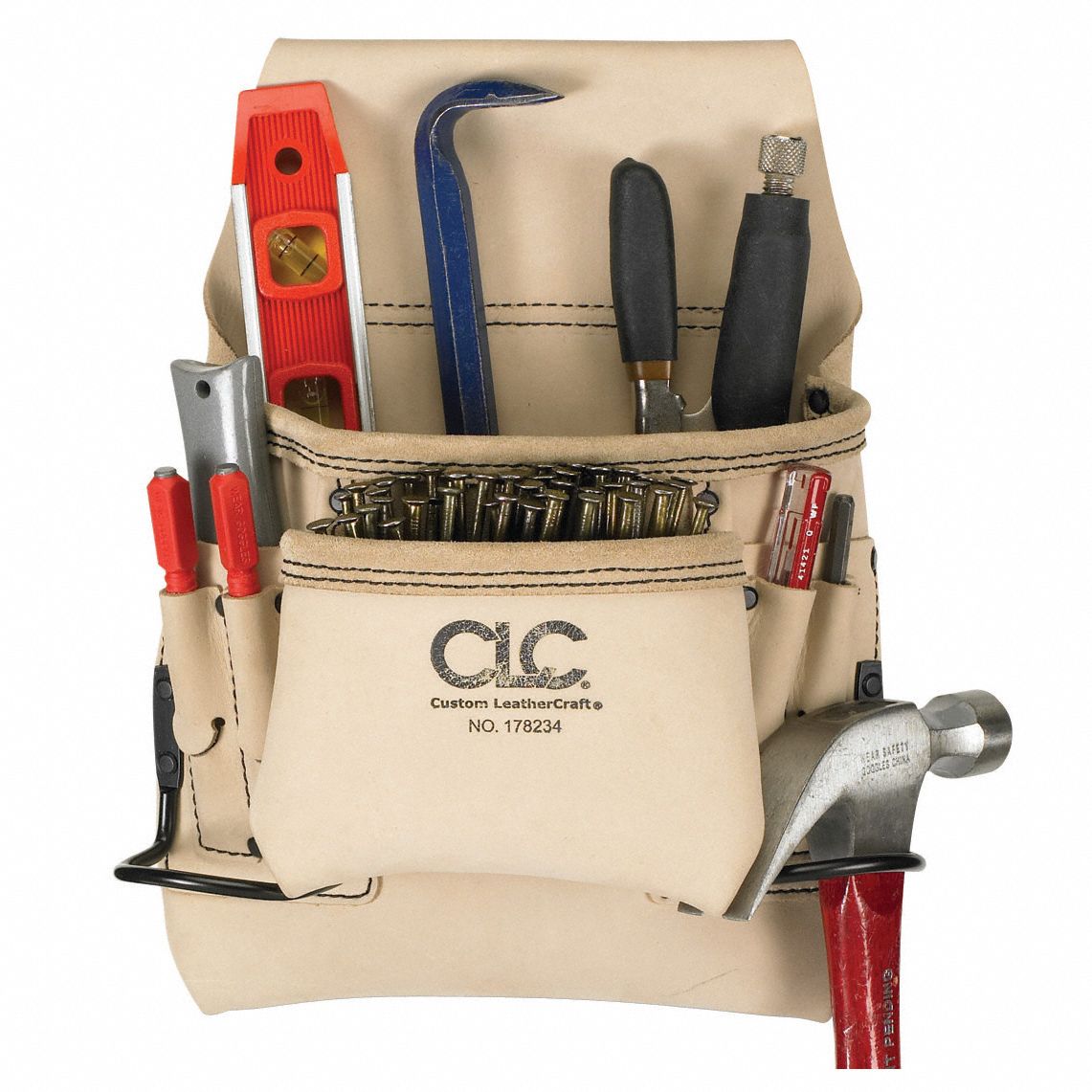 CLC Tool Pouch 8 Pockets, Belt/Hammer/Nail Sets/Pencils/Pliers, Belt