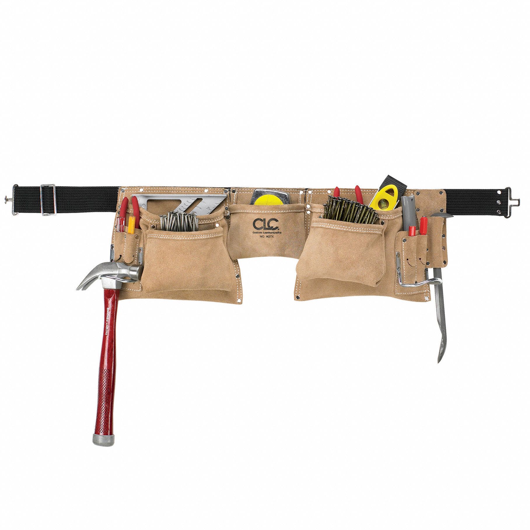 CLC Tool Belt Leather, Gen Purpose, 12 Pockets, 29 in to 46 in Waist