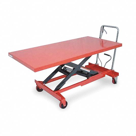 Dayton Manual Mobile Scissor Lift Table 1 000 Lb Load Capacity 63 In