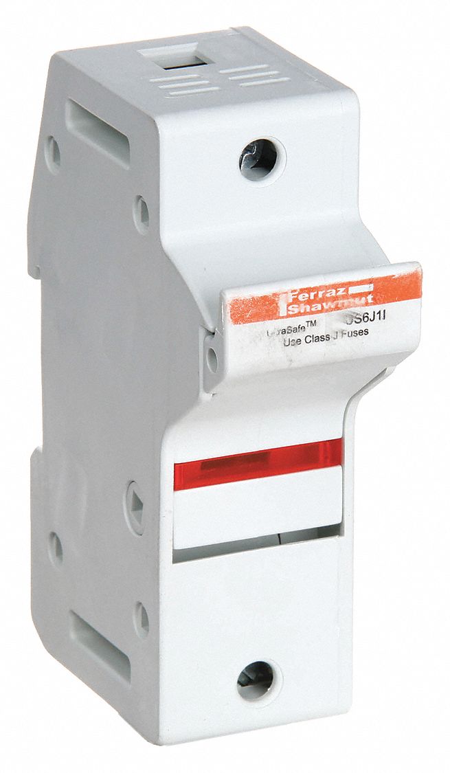 Fuse Block: Finger-Safe, 1 Pole, 600 V AC, DIN Rail Mounting, Pressure Plate Termination